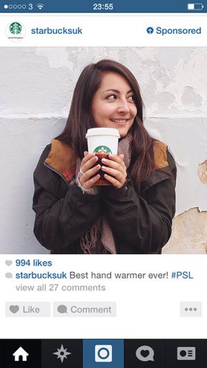 instagram advertising starbucks