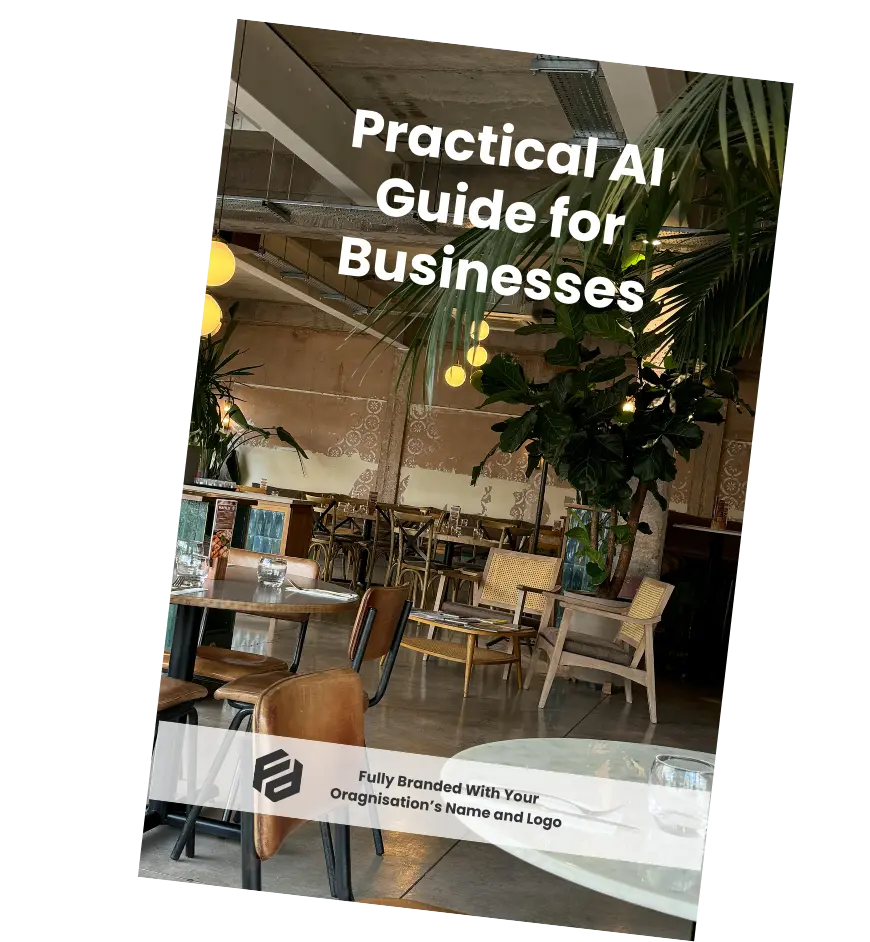 Practical AI guide for businesses - branded cover mockup